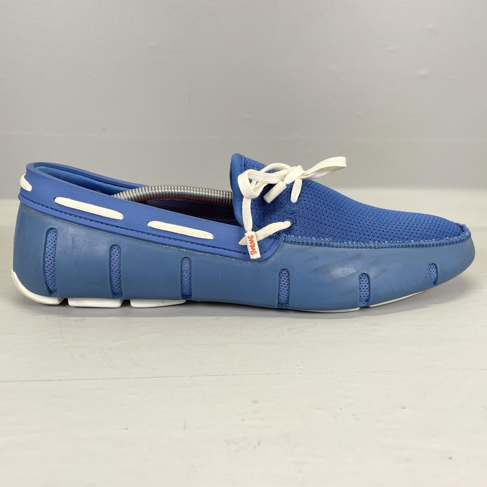 SWIMS Shoes Mens Size 9 Blue Lace Loafer Water Friendly Rubber Mesh Boat Driver